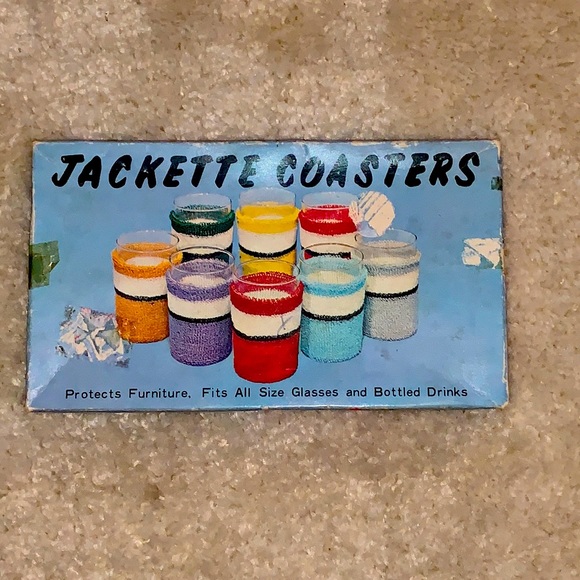 VINTAGE in original box KNIT COASTERS - Picture 1 of 4